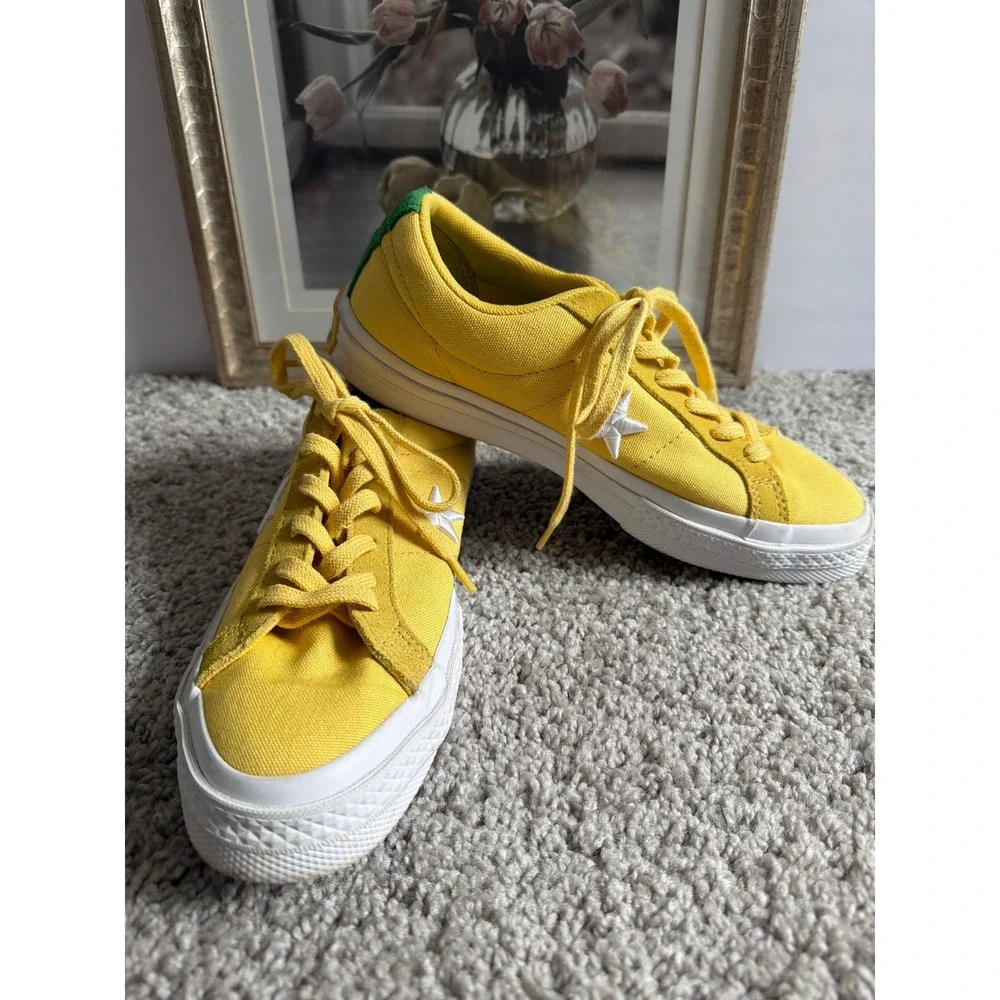 Converse One Star Low Top Yellow‎ Green Canvas Sneakers Mens 5 Womens 7